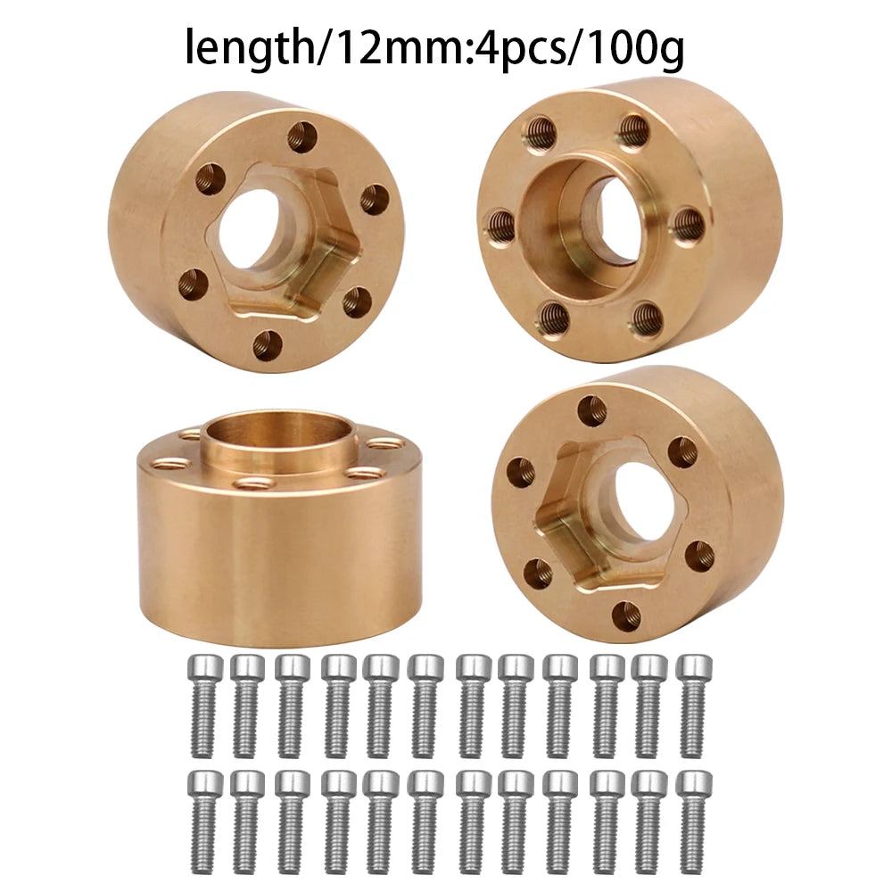 12mm Brass Wheel Weights | Hex Hub Adapter for 1/10 RC SCX10 TRX4 1.9" Rims
