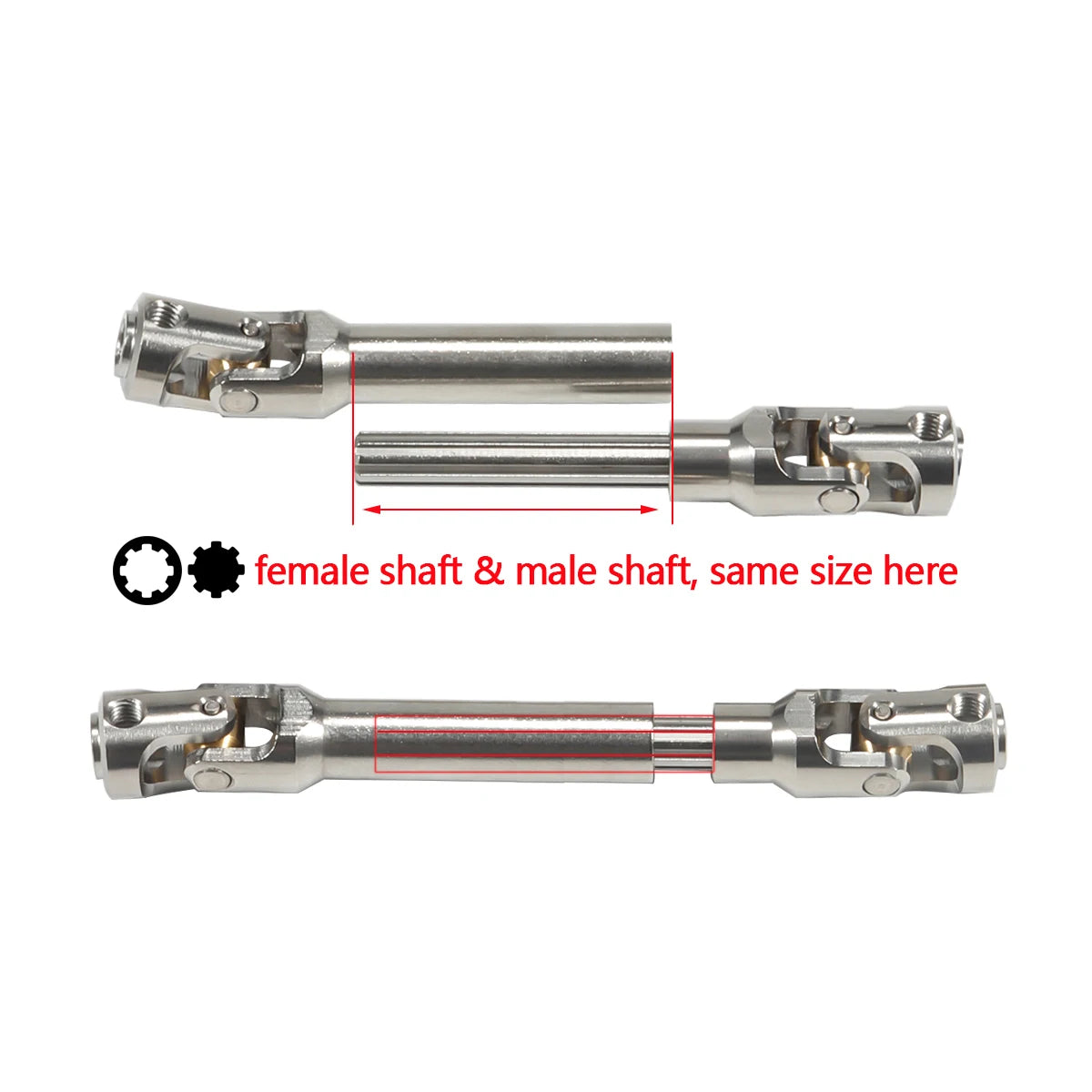 Stainless Steel 5mm Universal Joint Drive Shaft 1/10 RC Crawler SCX10 TRX4