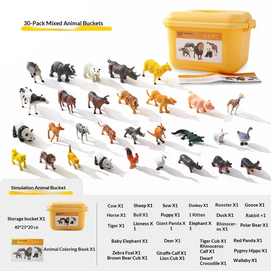 Realistic Animal Figure Toy Early Education Set - Baby Plant Recognition Kit Lion Tiger Elephant Panda Giraffe Animal Figure Toy