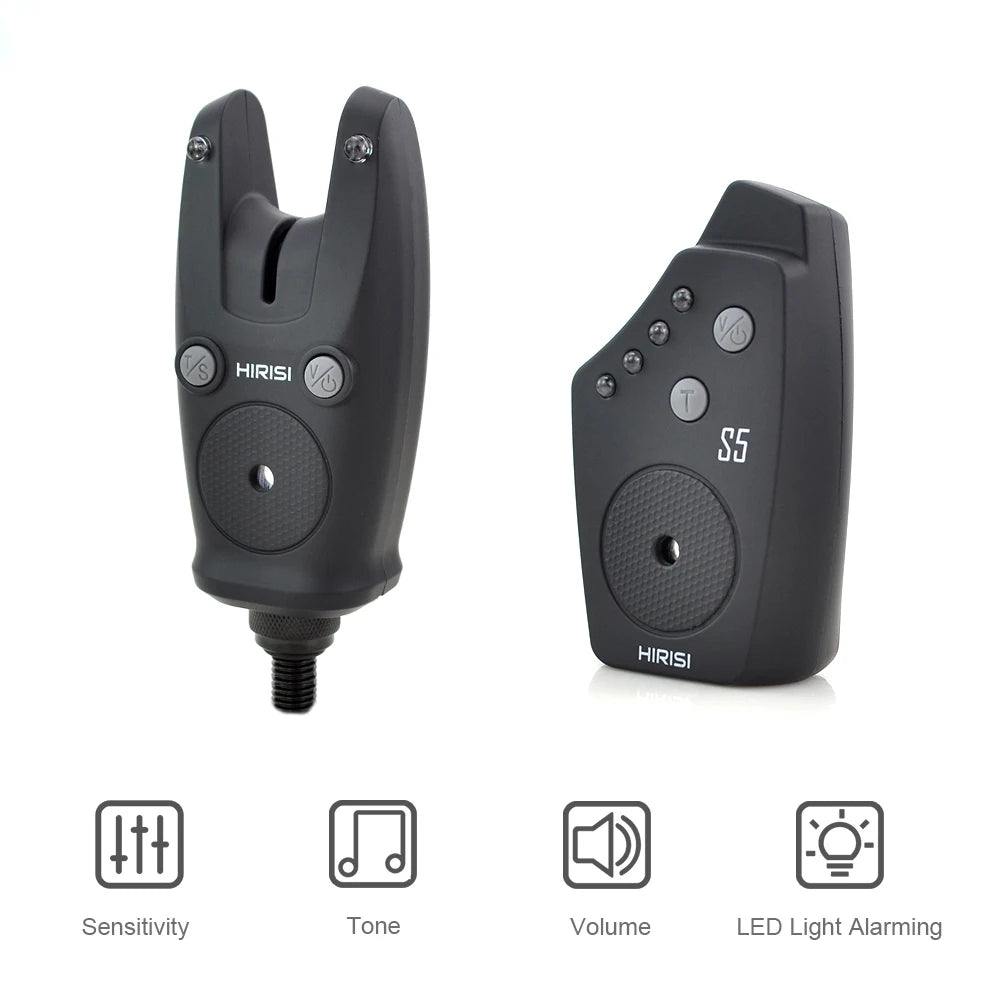 Hirisi Wireless Carp Fishing Alarm Set Waterproof, Fishing Bite Alarms Fishing Bite Indicator Fishing Accessories S5-EXPROTAS