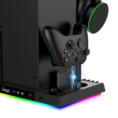 Cooling Fan Stand & Charging Station For Xbox Series X Controller RGB Light Dock