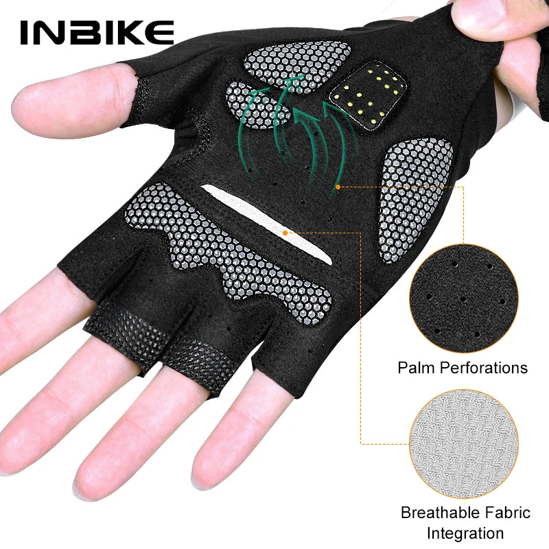 INBIKE Half Finger Cycling Gloves Padded Palm MTB Road Bike Summer Men