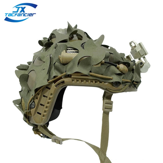 3D Camo Net Helmet Cover Laser Cut Nylon Scrim for Airsoft Paintball Hunting