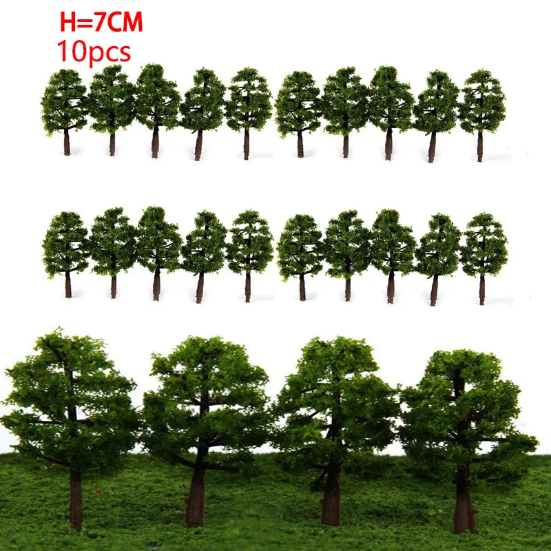 10Pcs Trees Train HO Scale Model Scenery Layout for Railroad Diorama