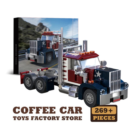 MOC Truck Head Container Trailer Building Blocks City Shipping Vehicle Toy Set
