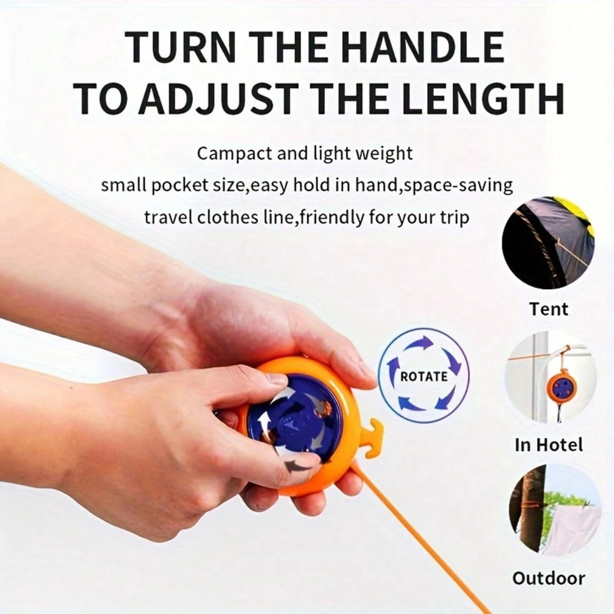 8M Drying Rack Portable Retractable Clothes Line for Travel Camping Laundry