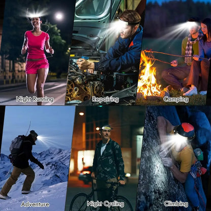 Rechargeable Head Lamp 1200mAh LED Waterproof Torch USB Headlamp Bright