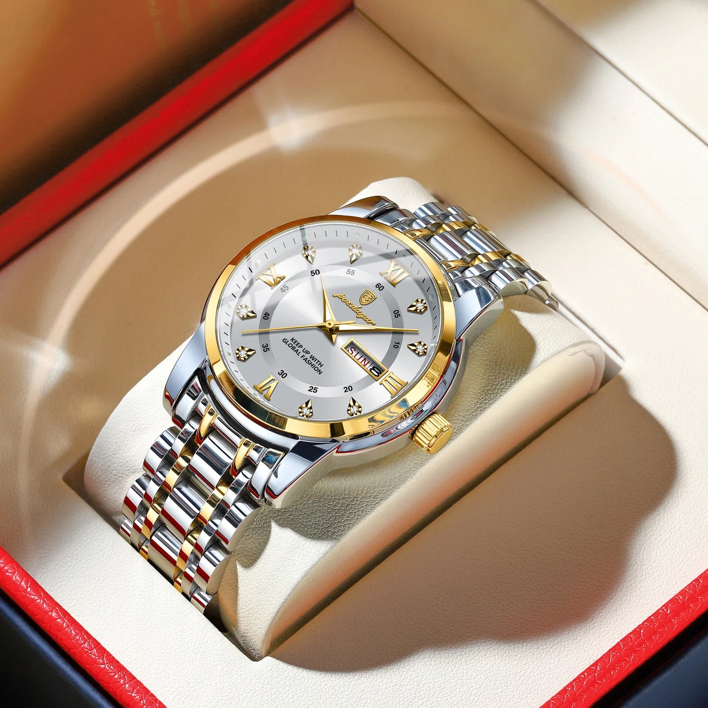 Poedagar Luxury Men's Watch Waterproof Quartz Luminous Date Stainless Steel