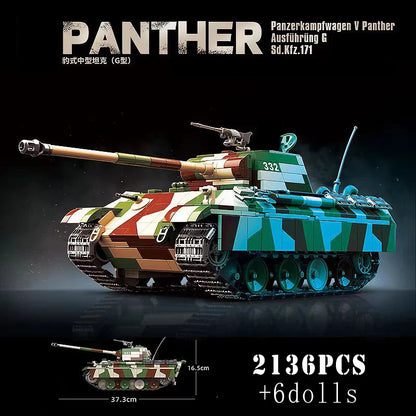 WW2 German Panther Panzer IV Tiger I Tank Building Blocks Military Brick Set