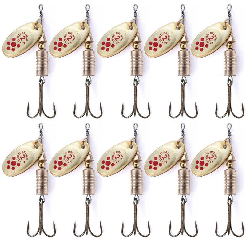10Pcs Metal Bait Fishing Spinner Spoon Lures for Bass Trout Perch Pike
