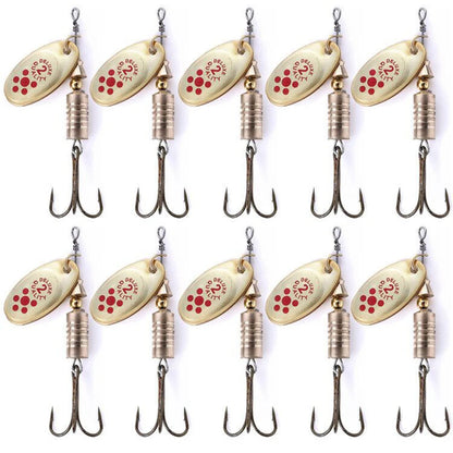 10Pcs Metal Bait Fishing Spinner Spoon Lures for Bass Trout Perch Pike