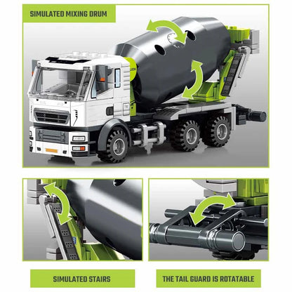 SEMBO Engineering Vehicle Building Blocks MOC Excavator Mixer Truck DIY Model Toy Gift