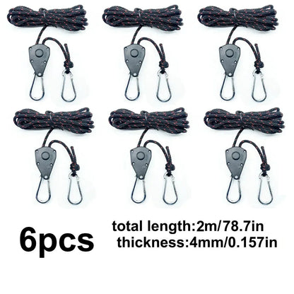 6Pcs Tie Down Rope Camping Tent Tightener Pulley Ratchet Awning Hook