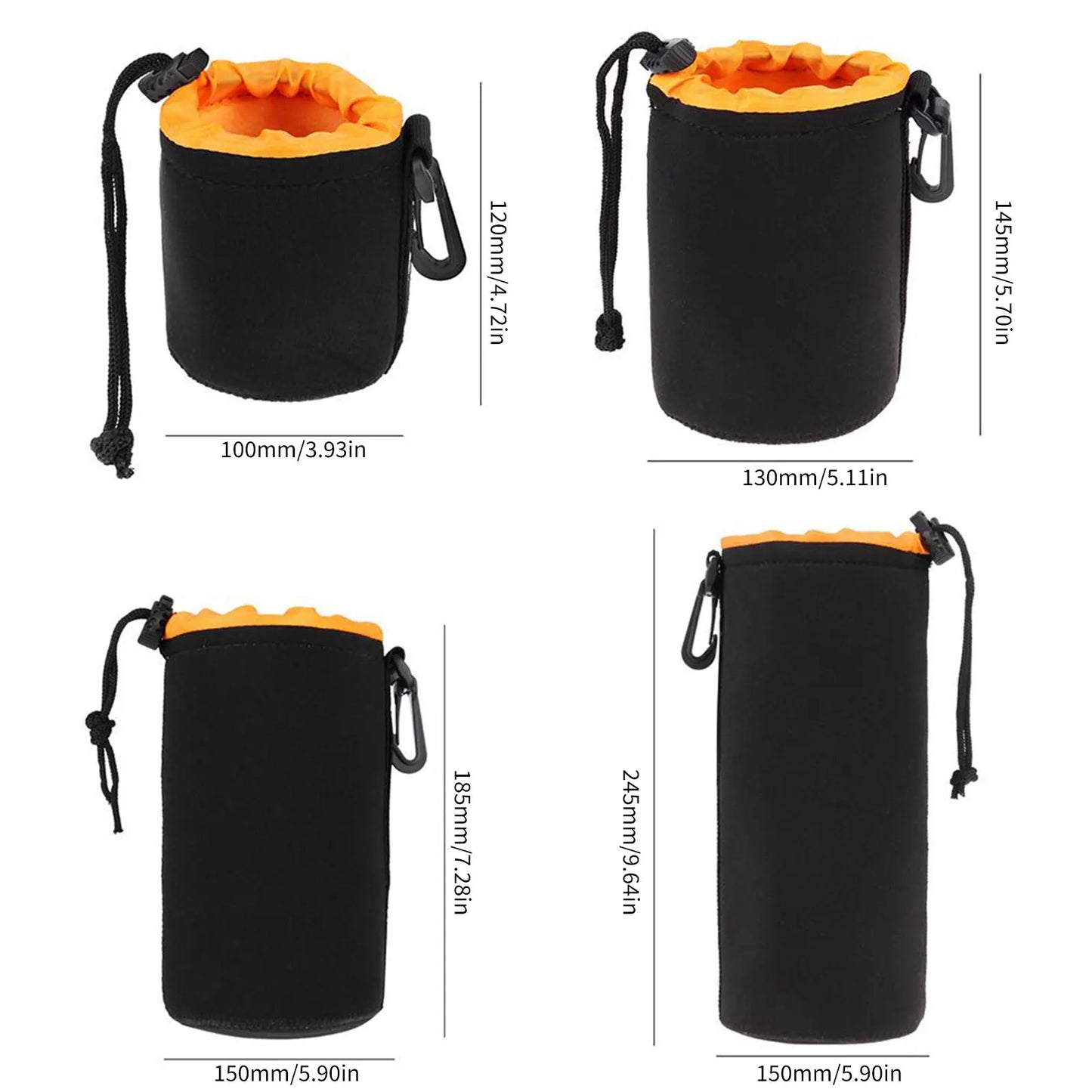 Camera Lens Pouch Bag Neoprene Waterproof Soft Case For Canon Sony DSLR Lenses