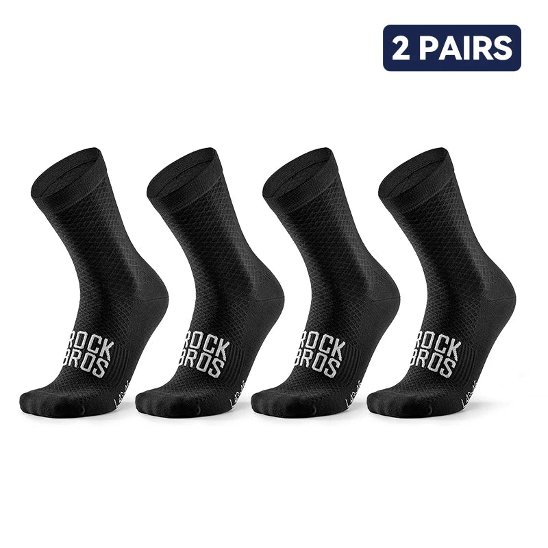 ROCKBROS Cycling Socks 2 Pairs Breathable High-Elastic Shock-Absorbing Sport Bike Socks