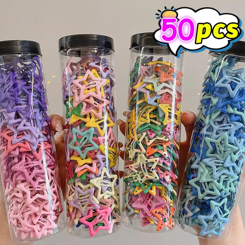 20Pcs Y2K Silver Star Hair Clips Snap Barrettes for Girls Accessories