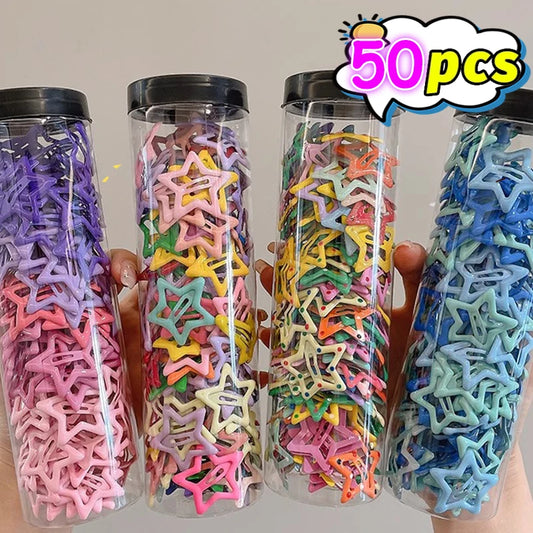 20Pcs Y2K Silver Star Hair Clips Snap Barrettes for Girls Accessories