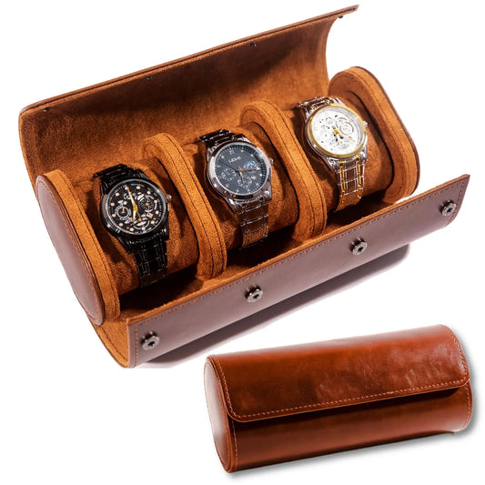 Leather Watch Case for Travel - Classic Rectangle Design, 1 Slot