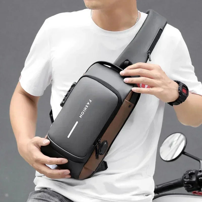 Men's Anti-Theft Chest Bag Crossbody Sling Pack with USB Charging