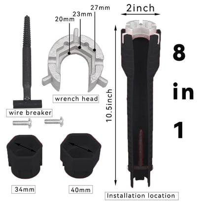 8-in-1 Flume Wrench Anti-Slip Sink Faucet Plumbing Repair Tool