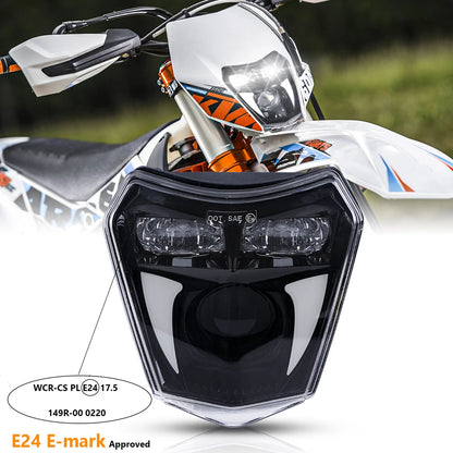 E24 Motorcycle LED Headlight Headlamp DRL Light For KTM EXC EXCF SX SXF XC XCF XCW XCFW 125 150 250 300 350 400 450 505 525 530 - EXPROTAS