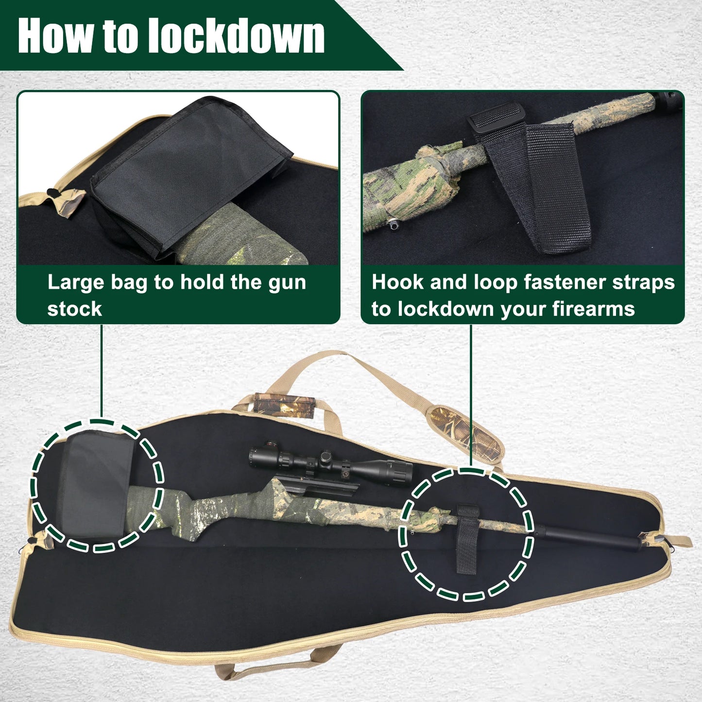 EXPROTAS Gun Case Padded Carry Bag for Scoped Rifle Shotgun Storage