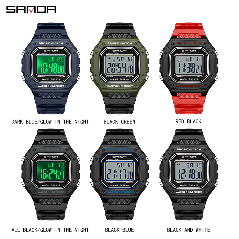 SANDA 2156 Fashion Mens Watch Military Water Resistant Sport Watches Army Big Dial Led Digital Wristwatches Stopwatches For Male-EXPROTAS