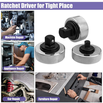 1/4 Drive Socket Ratchet Wrench Stubby Handle Flexi Head for Tight Spaces