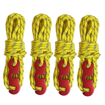4PCS Reflective Tent Ropes with Buckles Windproof Camping Guy Lines Set