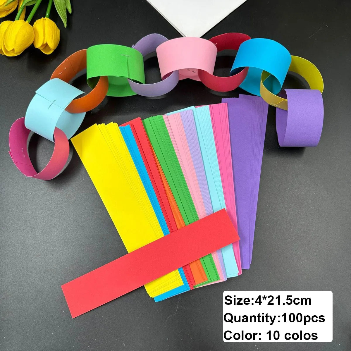 Rainbow Paper Chain Garland Stars Party Decor for Kids Birthday Celebration
