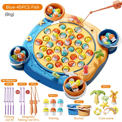 Kids Magnetic Fishing Play for Children Electric Fishing Toy Have Music Spinning Game Fish Rod Education Baby 3 Year Gifts-EXPROTAS