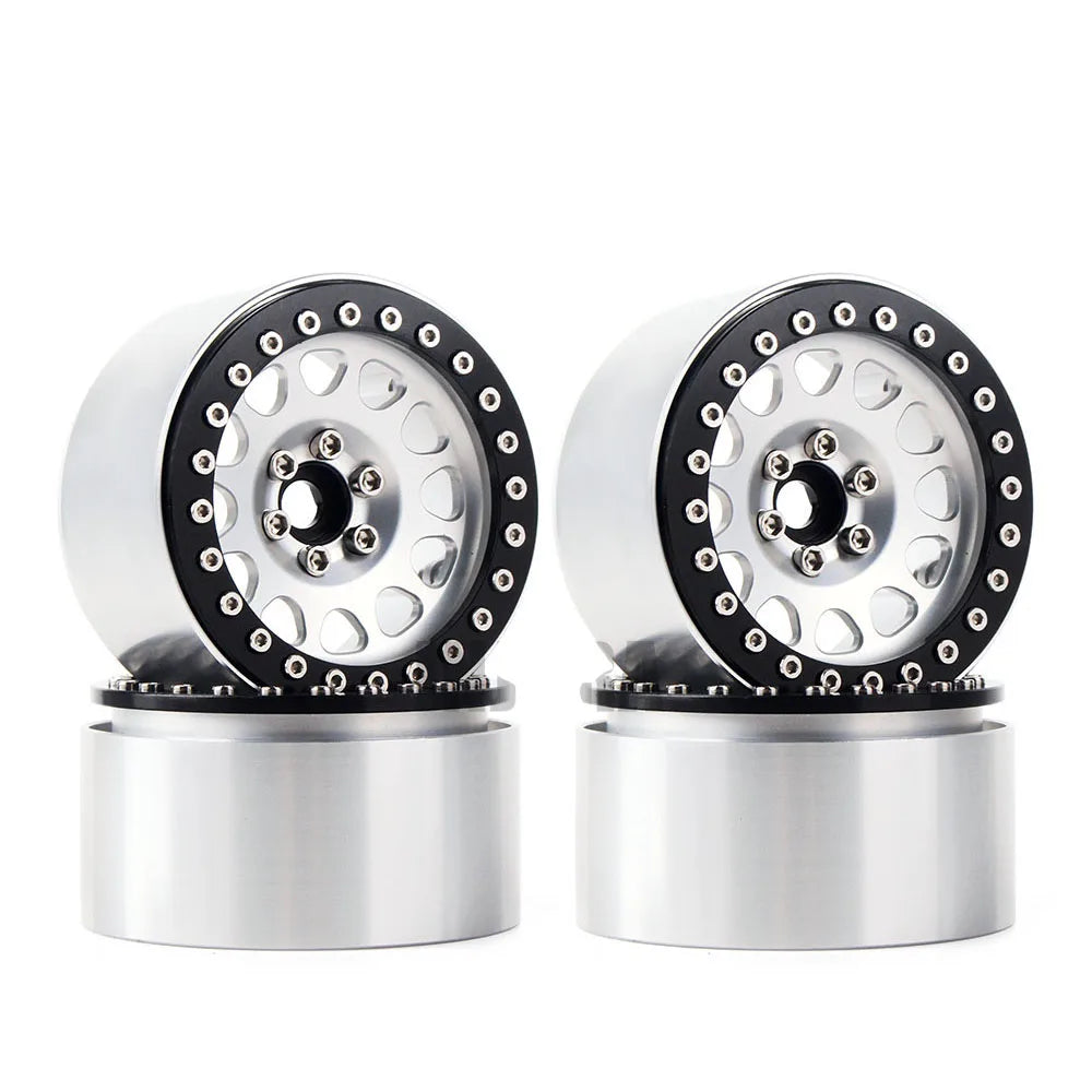 4pcs 2.2 Beadlock Wheels & Rubber Tires Set for 1/10 RC Crawler TRX4 SCX10 D90