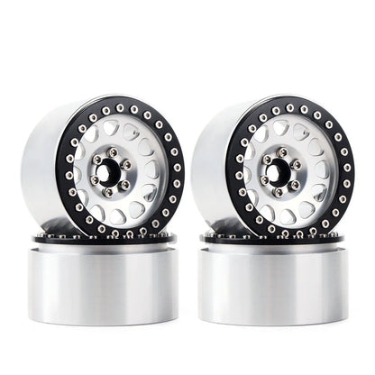 4pcs 2.2 Beadlock Wheels & Rubber Tires Set for 1/10 RC Crawler TRX4 SCX10 D90