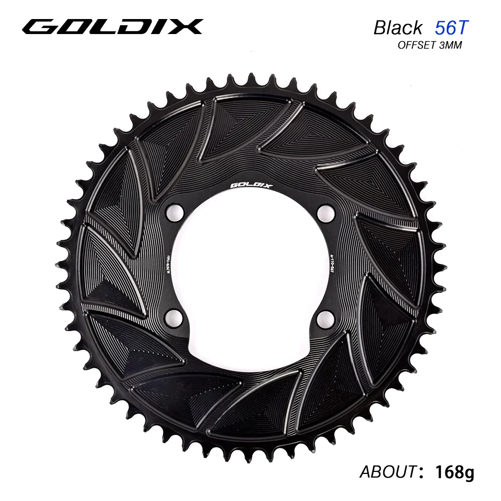 GOLDIX 110BCD AERO Chainring 3mm Offset 4-Bolt for Shimano R7000 R7100 R8100