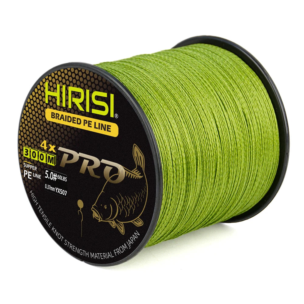 Hirisi 300M 4 Strands PE Braided Fishing Line 15-70LB Smooth Carp Line