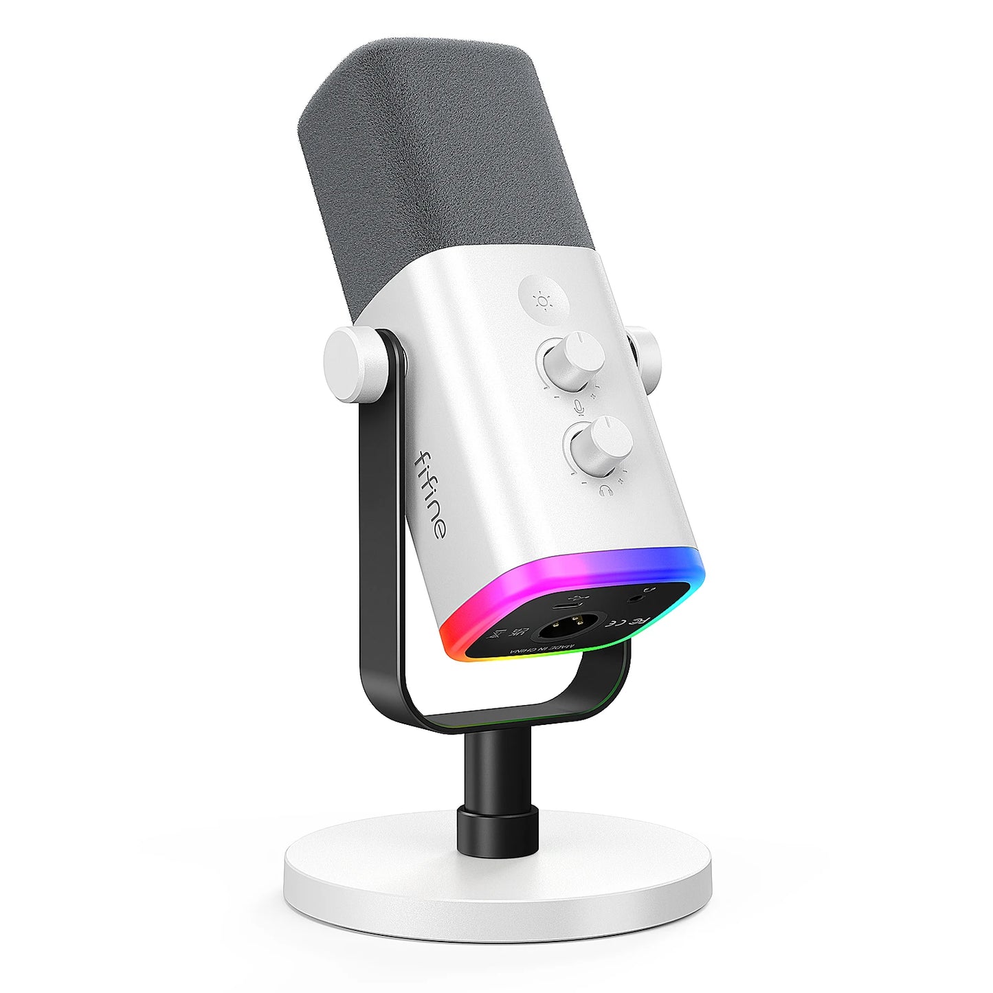 FIFINE Ampligame AM8 USB/XLR Dynamic Microphone Touch Mute Headphone Jack I/O Controls for PC PS4 PS5 Mixer