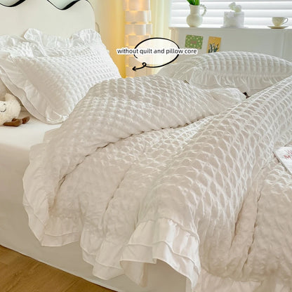 3pcs Duvet Cover Bedding Set Korean Lace Seersucker Pillowcase Without Core