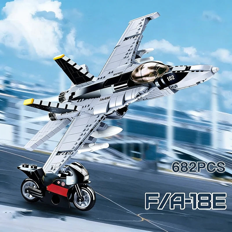 F/A-18E Fighter Jet Building Blocks Modern Military Aircraft Brick Toy Set