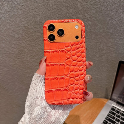 Glossy Crocodile Leather Case for iPhone 11-17 Air Pro Max Plus Frameless