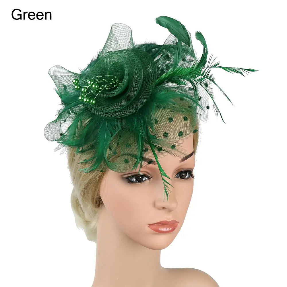 Flowers Feather Mesh Headwear Hat Party Accessory 1pc 27cm Multi Colour