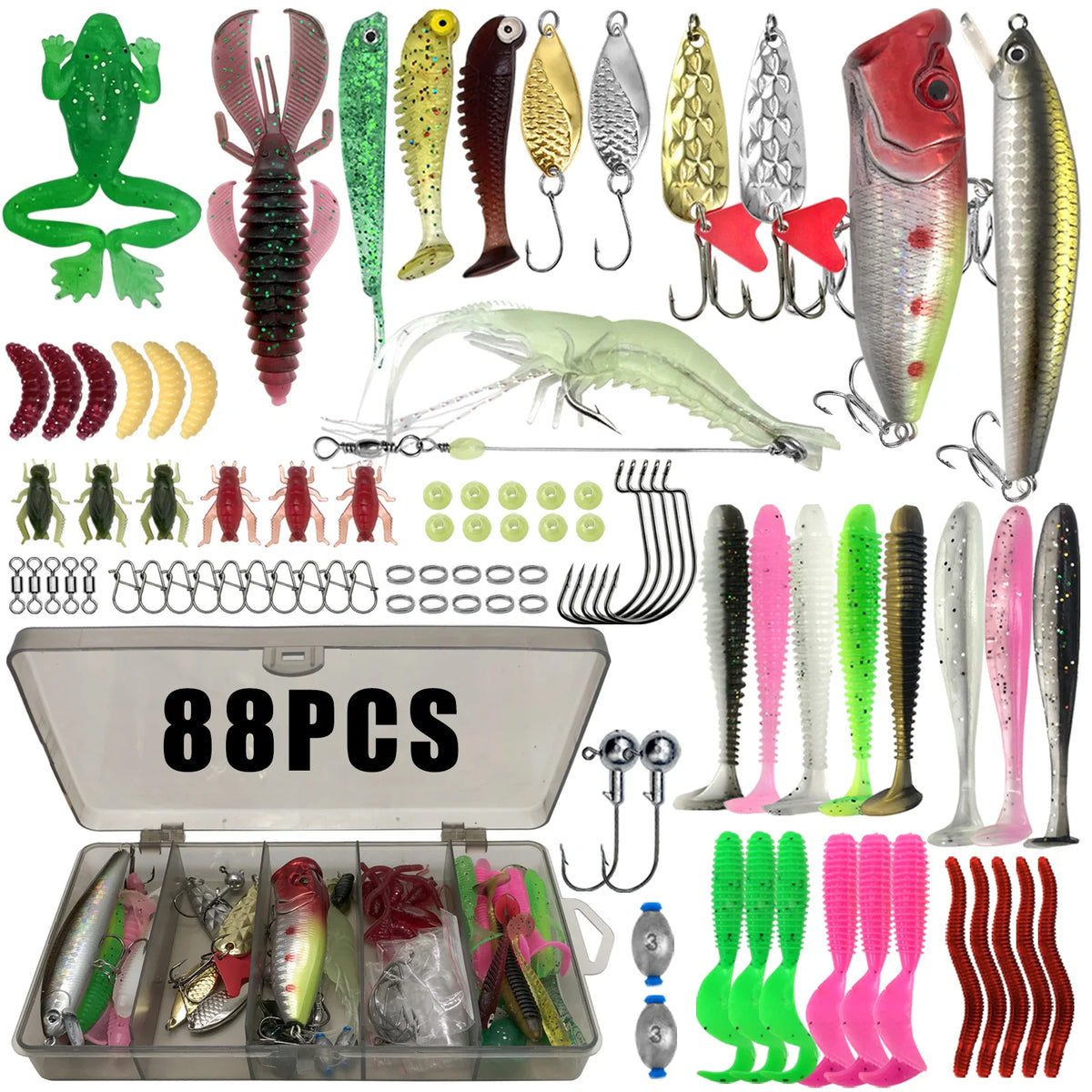 366Pcs Tackle Box Fishing Lure Set for Trout Pike Bass Pro Gear
