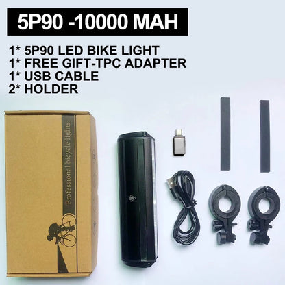Bike Light 10000mAh USB Rechargeable LED Front Lamp Waterproof Electric Bicycle