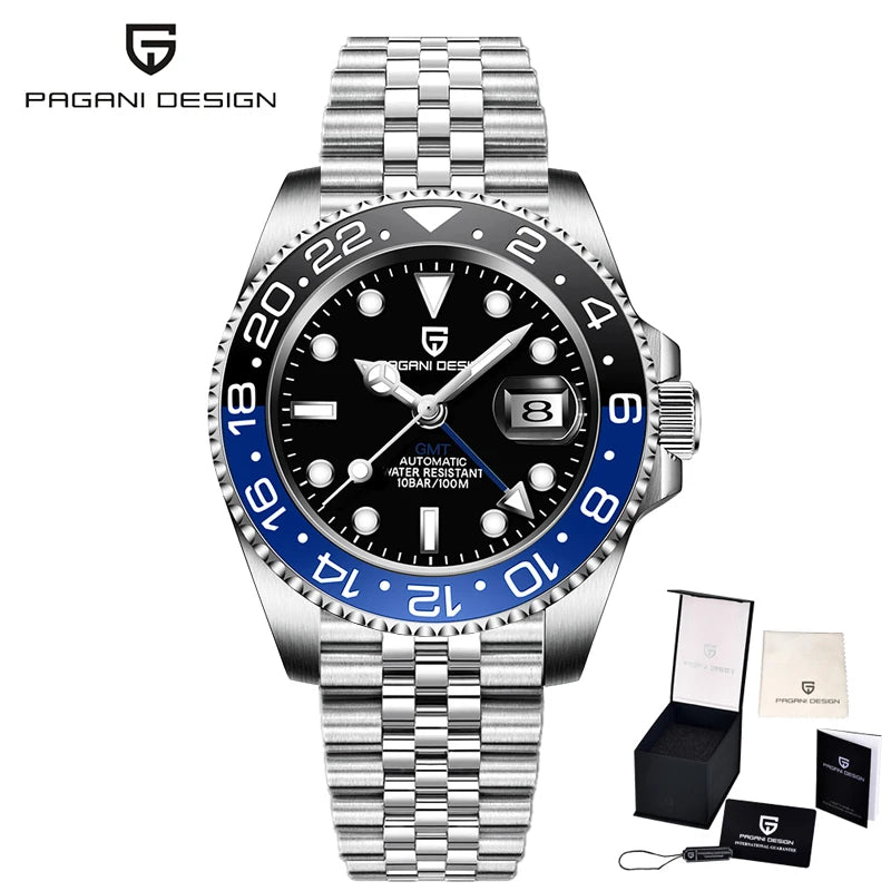 PAGANI Design PD-1662 Men’s Automatic Watch Stainless Steel Ceramic Bezel Waterproof