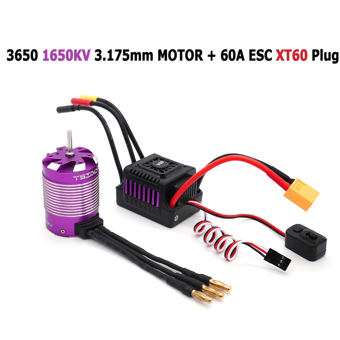 1/10 RC Car Brushless Motor 60A ESC 3650 3660 for Drift Racing Off-Road