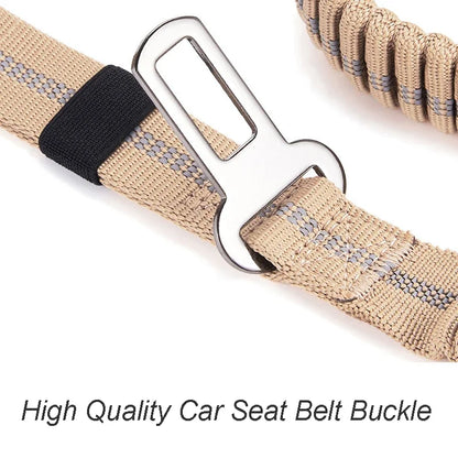 Heavy Duty Reflective Bungee Dog Leash with Car Seatbelt for Large Dogs