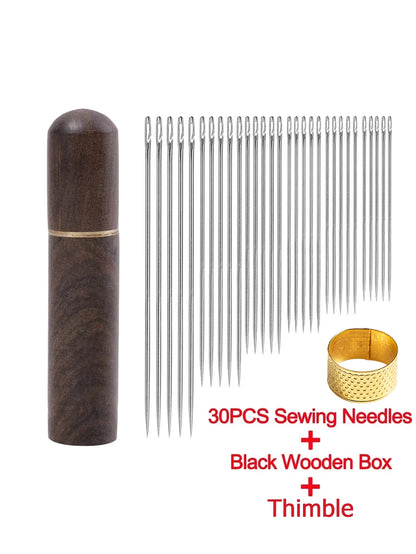 30Pcs Stainless Steel Blind Sewing Needles Self Threading for Elderly DIY