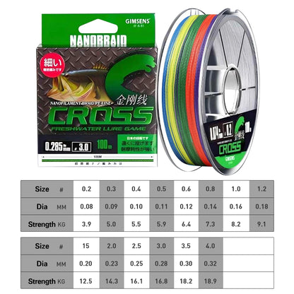 300M Braided PE Fishing Line 4 Strands Multifilament Carp Sea Fishing