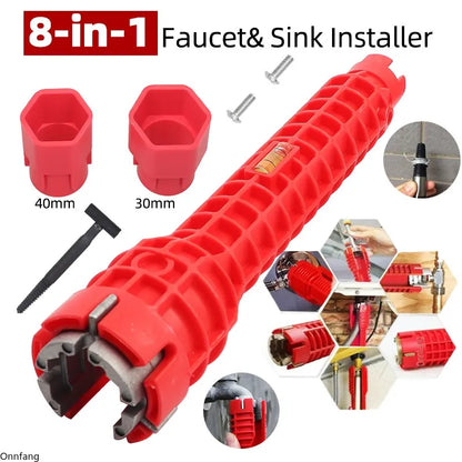 8-in-1 Flume Wrench Anti-Slip Sink Faucet Plumbing Repair Tool