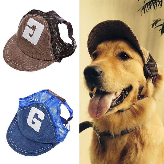 Dog Hat Sunscreen Pet Baseball Cap Outdoor Adjustable Hat with Ear Holes for Dogs