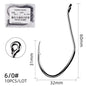 10Pcs Fishing Hooks Barbed Carbon Steel Circle Hook 6/0-10 Catfish Tackle